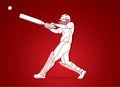 Cricket player action cartoon sport graphic vector Royalty Free Stock Photo