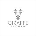 Simple Unique Ossicones Logo Line Art Design , Okapi, Giraffidae And Abstract Giraffe Logo Linear Design Template Royalty Free Stock Photo