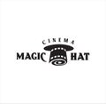 Hat magic movie cinema logo Hipster Retro template icon, Movie Video Cinema Cinematography Film Production Logo. Royalty Free Stock Photo