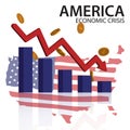 The U.S. economic crisis. Concept bad economy reduction, market fall. Vector illustration.