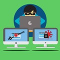 A hackers busy tring to scam and fraud a victim Royalty Free Stock Photo