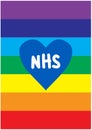 Thank you NHS loveheart rainbow background vector