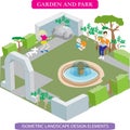 Isometric Garden and Park Design Elements