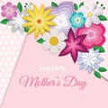 Colorful Happy Mother`s Day greeting card with flowers
