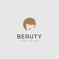 Beauty woman fashion logo. Abstract girl face luxury template