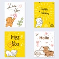 Greeting card cute dog vector