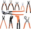 Set of different handle pliers working tools vector design Royalty Free Stock Photo