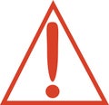 Red warning mark on white