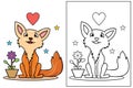 Cute wolf coloring page vector Royalty Free Stock Photo