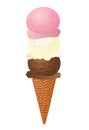 Neapolitan Ice Cream Cone Royalty Free Stock Photo
