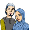 Sweet Muslim couple illustration