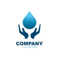 Water with hand illustration.Water care logo design vector template Royalty Free Stock Photo