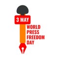 Pen and Microphone - World Press Freedom Day. Royalty Free Stock Photo