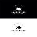 Bison Bull Buffalo Angus Silhouette Steak House Vintage Retro Logo design Illustration