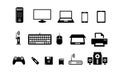 Vector illustration of computer hardware, such as a monitor, printer, keyboard. Suitable for graphic elements from computers Royalty Free Stock Photo