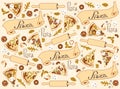 Pattern with pizza pieces in beige tones Royalty Free Stock Photo