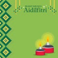 Hari Raya Aidilfitri - ketupat & pelita oil lamp flat design Royalty Free Stock Photo