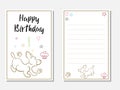 Birthday card cute dog front back vector Royalty Free Stock Photo