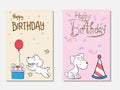 Birthday card doodle cute dog vector Royalty Free Stock Photo