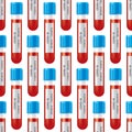 COVID-19 blood tubes seamless vector pattern.