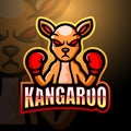 Boxing kangaroo mascot esport logo design