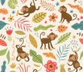 Funny monkeys. Seamless pattern