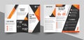 Black orange elegance business trifold business Leaflet Brochure Flyer template vector minimal flat design set - Vector