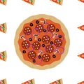 Pizza and slices seamless pattern, isolated on clean white background Royalty Free Stock Photo