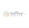 Crochet, Knitting Logo Design, Tailor, sewing, needle, yarn For Handmade handicraft logo Colorful design Template Royalty Free Stock Photo