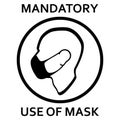 Isolated sign illustrating a male head wearing respiratory mask Royalty Free Stock Photo