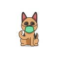 Cartoon character german shepherd dog wearing protective face mask