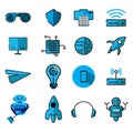 Set vector line icons in flat design technology Collection modern infographic pictogram Royalty Free Stock Photo
