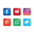 Social media icons. Set of most popular social media logos.