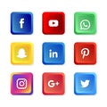 Social media icons. Set of most popular social media logos.