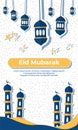 Eid Mubarak poster design with dot pattern.