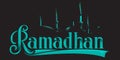 Ramadan kareem typography with mosque background