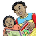 African father and his daughter reading book together