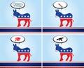 4 illustrations of donkey representing the Democrat party in times of the covid-19 virus Royalty Free Stock Photo