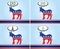 4 illustrations of donkey representing the Democratic party in times of the covid-19 virus