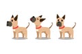 Set of vector cartoon character great dane dog poses