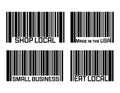 Shop Local Bar Code Illustrations Set of Four Bar Codes reads SHOP LOCAL Made in the USA SMALL BUSINESS EAT LOCAL Royalty Free Stock Photo