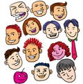 Various kids cartoon faces collection