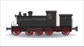 Head of Steam locomotive antique model with black tones And red steel wheels. Royalty Free Stock Photo