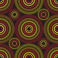 Seamless African Line Circles in red, orange and yellow