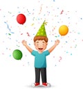 Cute cartoon boy anniversary brithday party Royalty Free Stock Photo