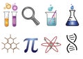 Essential science icons vector for practicals Royalty Free Stock Photo
