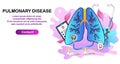 Doctor examines huge lungs desease and microscope. Obstructive pulmonary disease, chronic bronchitis and emphysema concept on whit