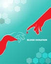 Blood donation design. Creative donor poster and cute character. Blood Donor banner. Royalty Free Stock Photo