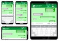 Set of blank template messaging or green chatting messages or social network messages chat with laptop or tablet concept