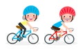 Diverse Elderly couple riding bikes, Happy old man and woman riding bikes, Sports family concept Vector illustration isolated